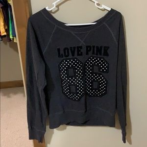 Gray love pink sweater